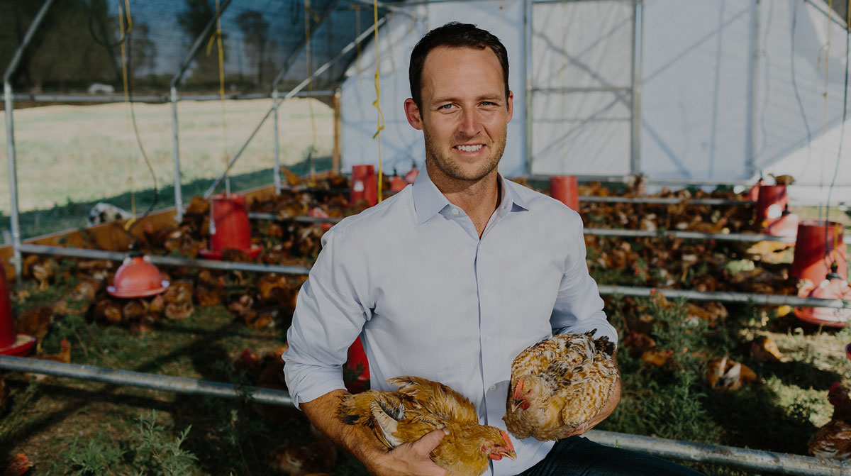 Paul Grieve holding chicken